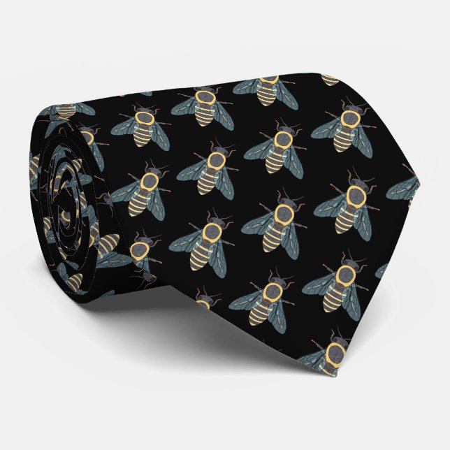 Honeybee (svart) - Neck Tie Slips (Rullad)