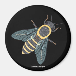 Honeybee (svart) - Rund magnet
