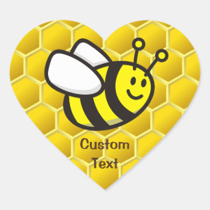 Honeybee Tecknad Hjärtformat Klistermärke