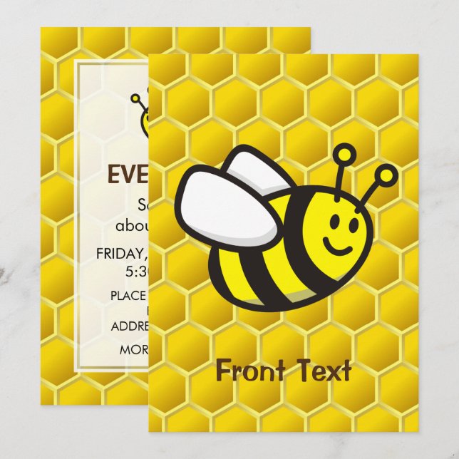 Honeybee Tecknad Inbjudningar (Fram/baksida)