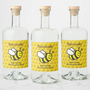 Honeybee Tecknad Racomelo Label Spritflaskor Etikett