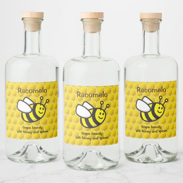 Honeybee Tecknad Racomelo Label Spritflaskor Etikett (Flaskor)