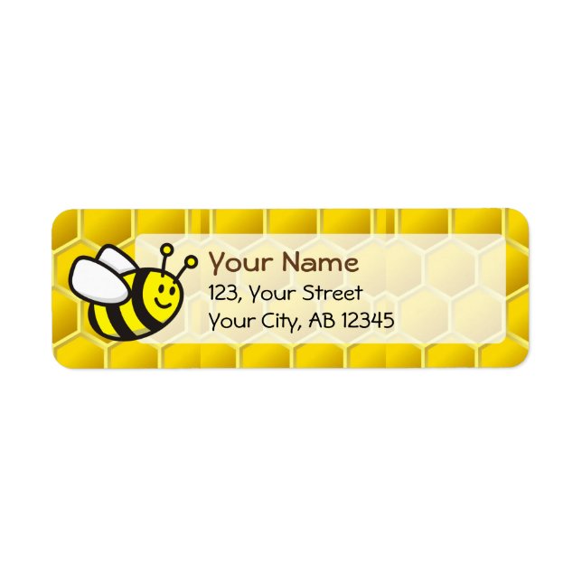 Honeybee Tecknad Returadress Etikett (Framsidan)