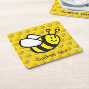 Honeybee Tecknad Underlägg Papper Kvadrat