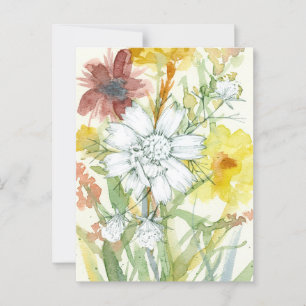 Honeybee White Flower Pollinator Garden Watercolor Vykort