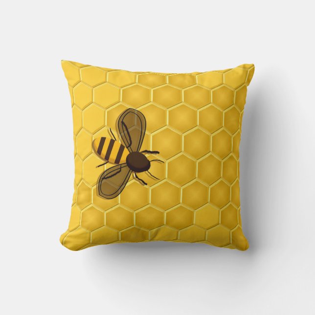 Honeybeen på en honungskakabrytning kudder kudde (Framsida)