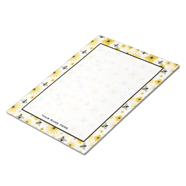 Honeybees Flowers & Polka dots Anteckningsblock (Vinklad)