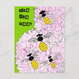 Honeybees över Rosa Dahlias Vykort