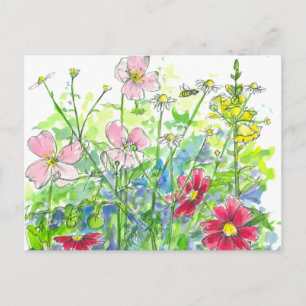 Honeybees Primrose WildblommGarden Vykort