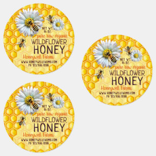 Honeybees Wildblomhonung Apiary Burk Lid Klistermärke