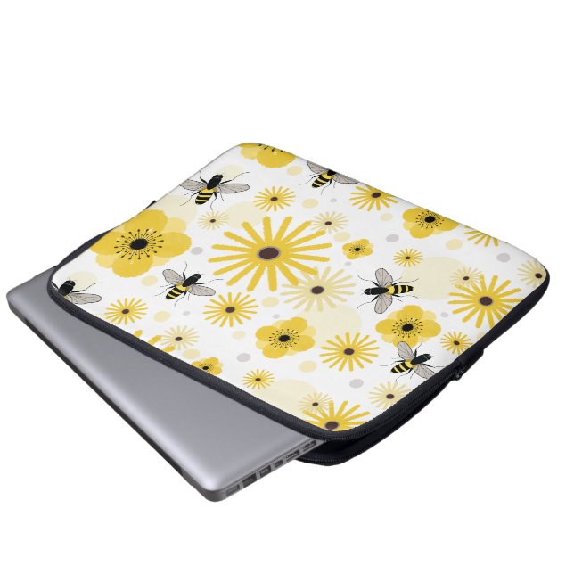 Honeybeesblomma- & polka dotselektronik hänger lös laptop fodral (Framre botten)