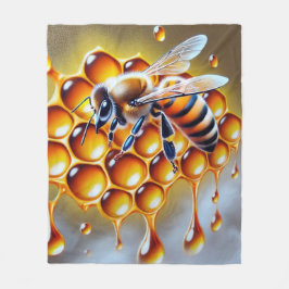 Honeybeon Honeycomb med att köra guldhonung Fleecefilt