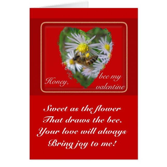 Honeybeon på Asters Valentine Hälsningskort (Framsidan)