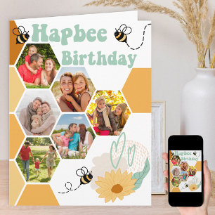 Honeycomb 6 Photo Collage Hapbee Birthday Kort