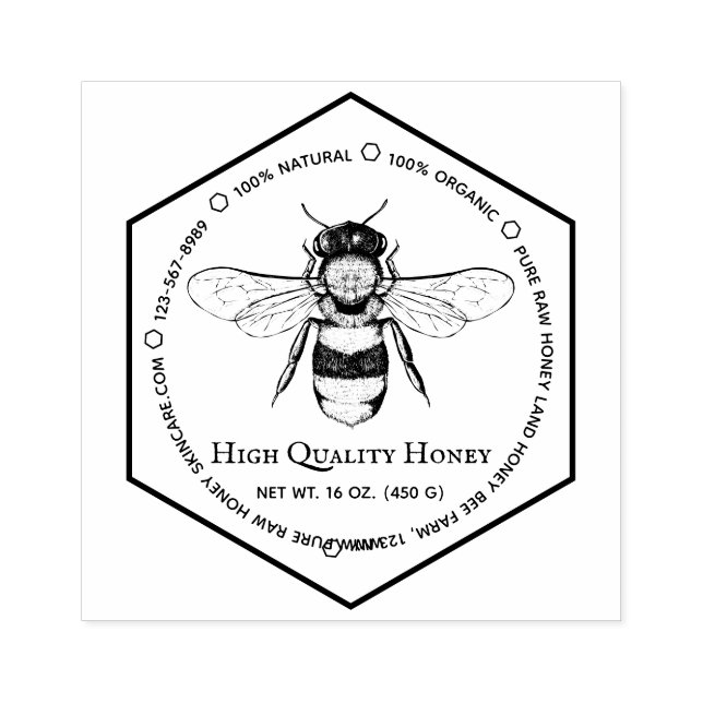 Honeycomb Apiary Skincare Tatto Bee Stämpel (Tryck)