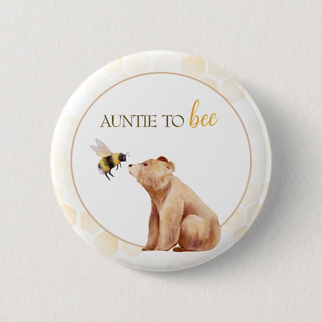Honeycomb auntie to Bee Baby Bear Baby Shower Knapp (Framsida)