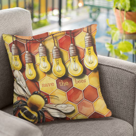 Honeycomb Bee and Garden String Ljus Kudde