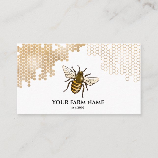 Honeycomb Bee Bee Beebibibibiodlingsare Apiarist H Visitkort (Framsida)