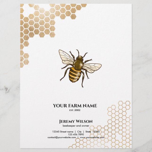 Honeycomb Bee Bee Bibibiodlingsbesättare Apiarist  Reklamblad (Framsidan)