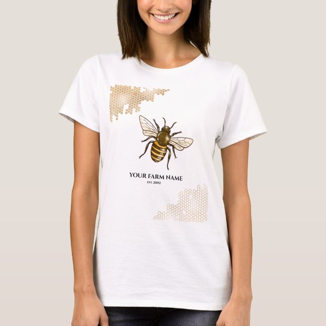 Honeycomb Bee Bee Bibibiodlingsbesättare Apiarist  T Shirt (Framsida)