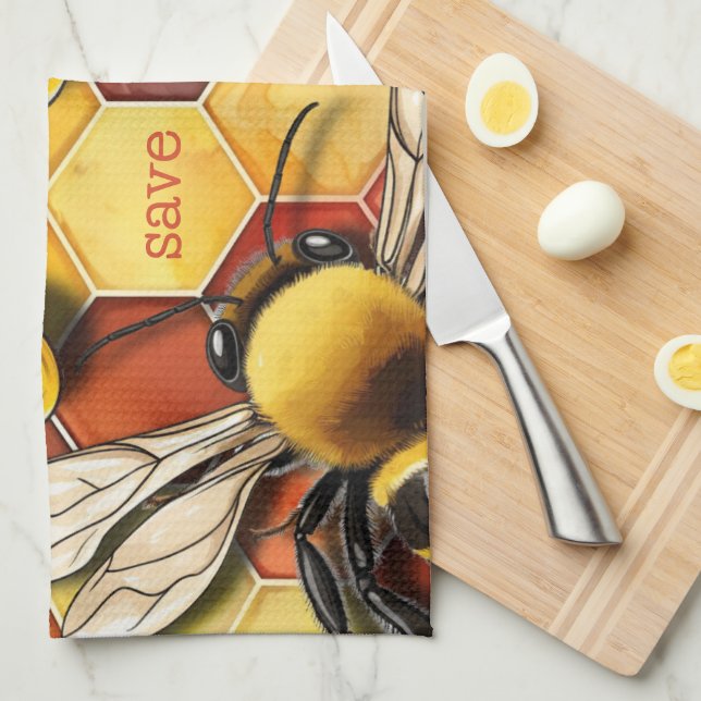 Honeycomb Bee i Guld | Maron Kökshandduk (Vikt i Fjärdedel)