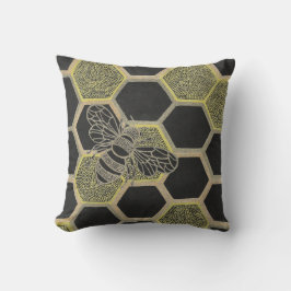 Honeycomb & Bee Pillow Kudde