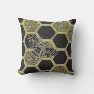 Honeycomb & Bee Pillow Kudde