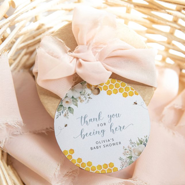Honeycomb Bee Summer Baby Shower Tack Gåvor Etiketter (Skapare uppladdad)