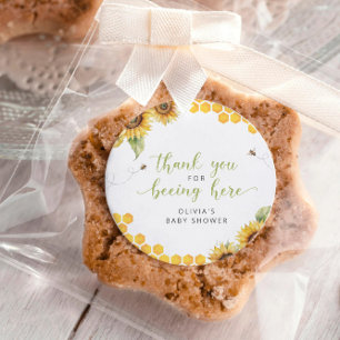 Honeycomb Bee Summer Baby Shower Tack Runt Klistermärke