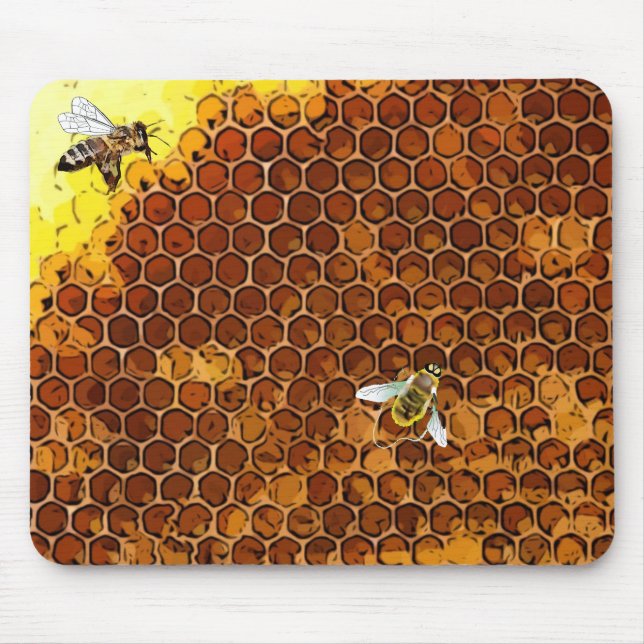 Honeycomb Beehive Honungsbin Mouse Pad Musmatta (Framsidan)