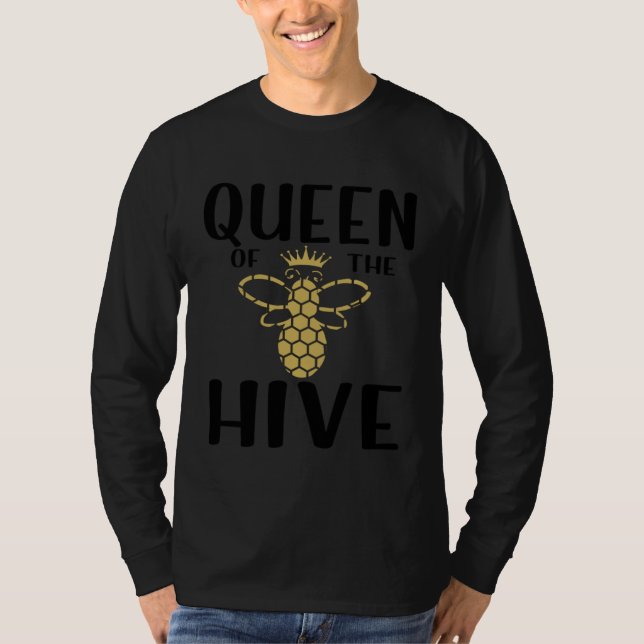 Honeycomb Beekeeper Bee Queen of the Hive T Shirt (Framsida)