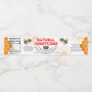 Honeycomb Bees med Krona och larelsboxetiketter Vattenflaska Etikett