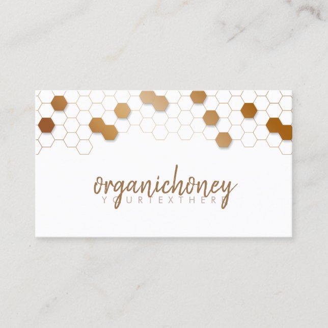 Honeycomb-biodling Apiary Guld Simple Visitkort (Framsida)