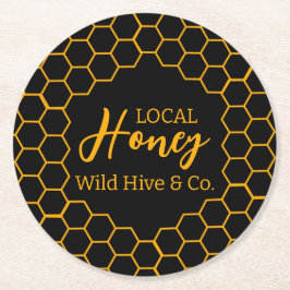 Honeycomb – Black or White Background Underlägg Papper Rund