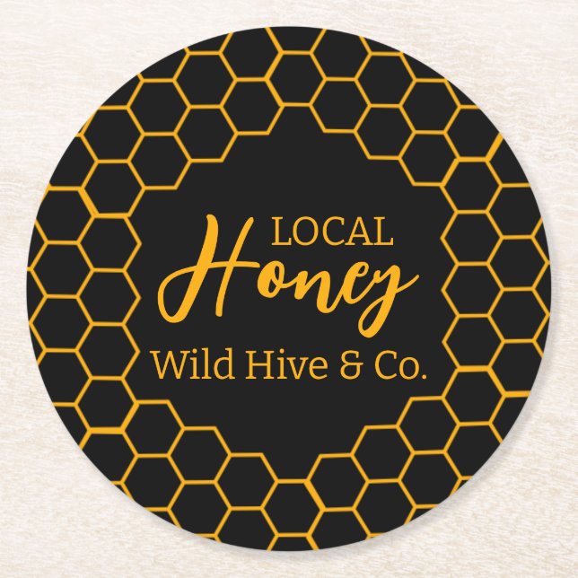 Honeycomb – Black or White Background Underlägg Papper Rund (Framsidan)