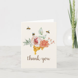 Honeycomb Blommigt Bee Baby Shower Tack Kort