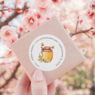 Honeycomb Bumblebee Baby Shower Returadress Runt Klistermärke