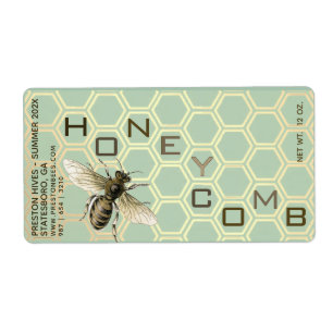 Honeycomb Container-etikett med Comb Honeybee Date Fraktsedel