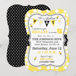 Honeycomb Dots och Humla Birthday Inbjudan