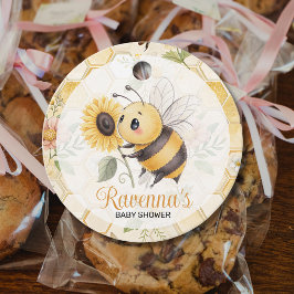 Honeycomb Floral Bee Custom Name Baby Shower Gåvor Etiketter
