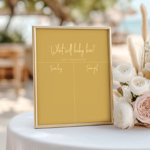 Honeycomb Gender Reveal Boy eller Girl Chart Poster