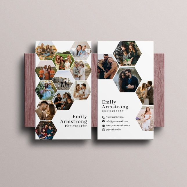 Honeycomb Geometric Hexagon 16 Foton Visitkort (Skapare uppladdad)