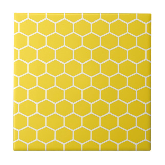Honeycomb Geometric White Linjer Bumblebee Kakelplatta (Framsidan)