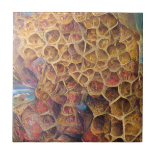 Honeycomb golden home abstrakt digital art kakelplatta