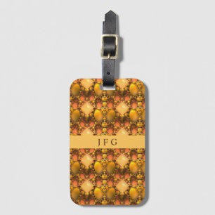 Honeycomb Gult Fractal Art Monogram Bagagebricka