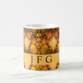 Honeycomb Gult Fractal Art Monogram Kaffemugg