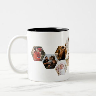 Honeycomb Hexagon Photo Collage 11 Bilder Coffee Två-Tonad Mugg