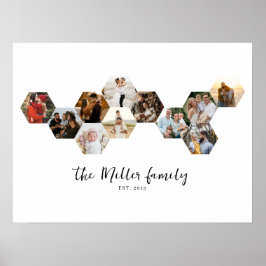 Honeycomb Hexagon Photo Collage 11 Bilder Famil Poster