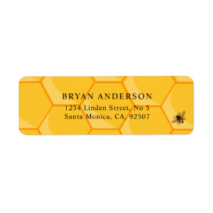 Honeycomb Honeybee Return Address Label Returadress Etikett