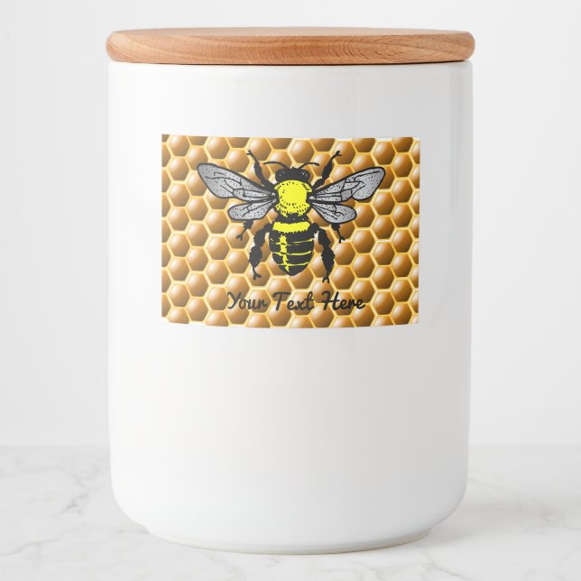 Honeycomb Honung Burk Bee Labels Mat Etiketter (Framsida)